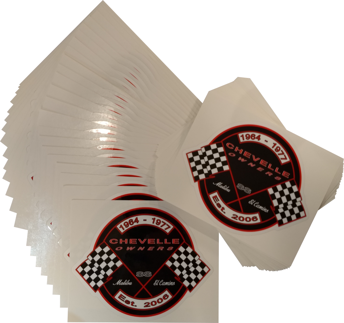 Chevelle Owners Sticker Logo in Black and Red